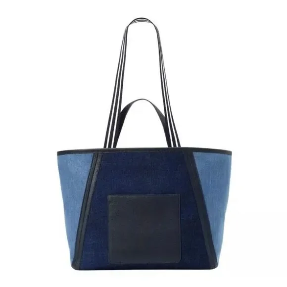 New Kate Spade Rosie Tote Bag Colorblock Denim In Blue Multi - Picture 3 of 13